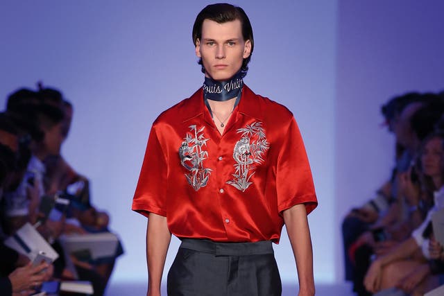Kim Jones embroidered monkeys on shirts for his spring/summer Louis Vuitton collection