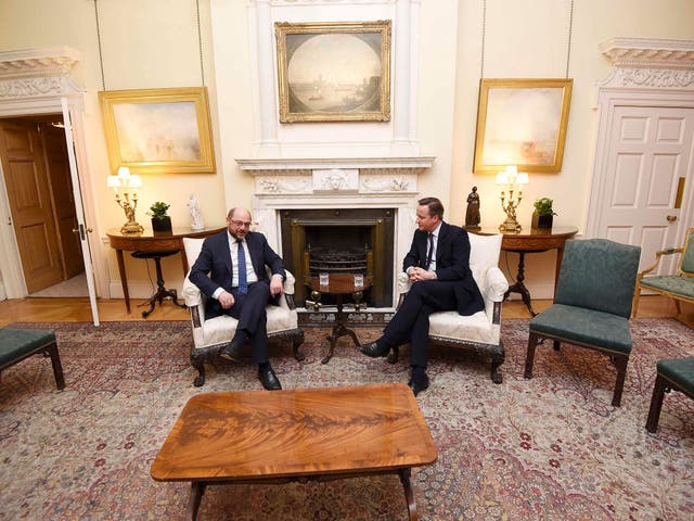 David Cameron meets the President of the European Parliament Martin Schulz in Downing Street