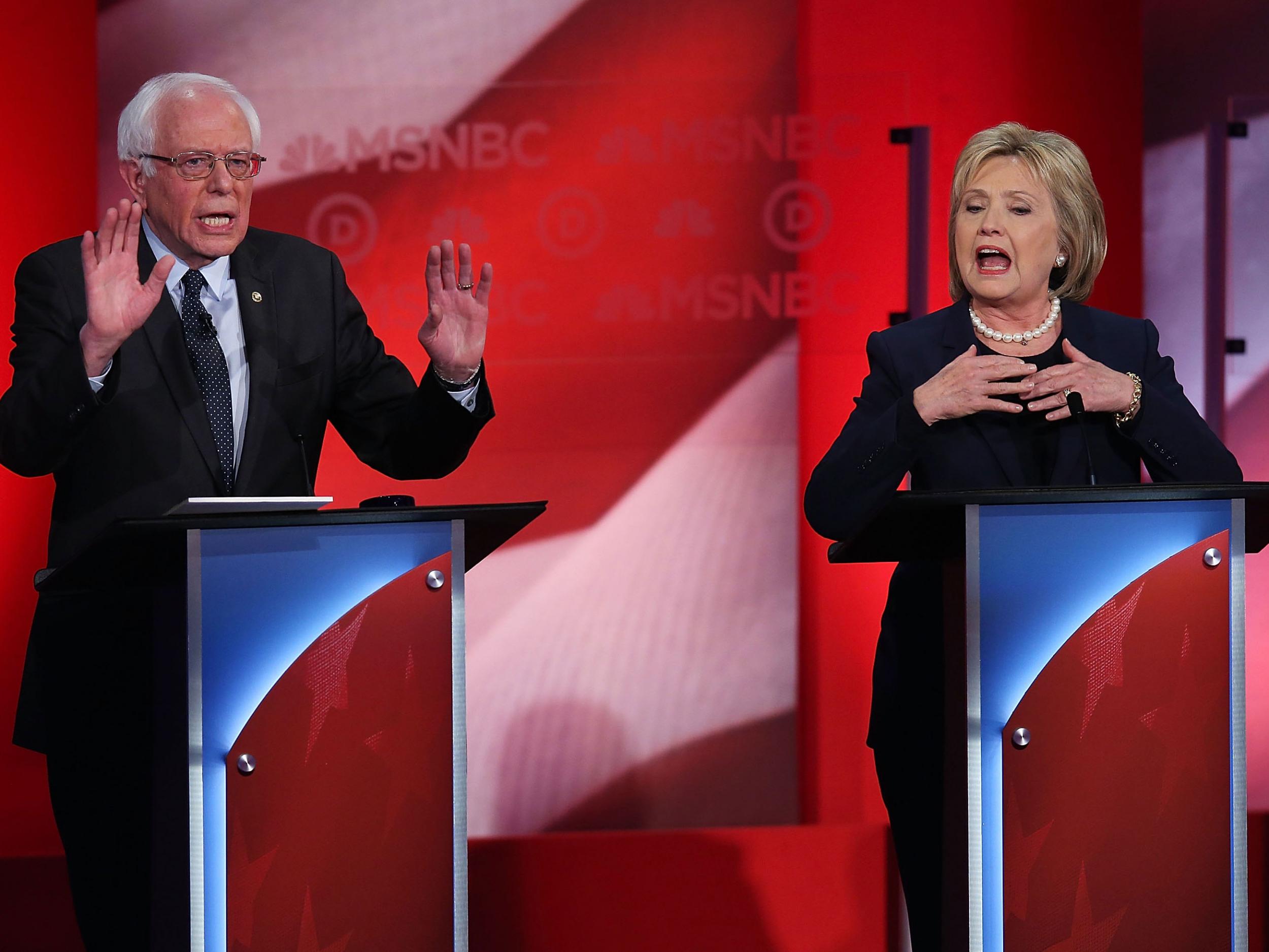 Democratic presidential candidates Hillary Clinton and Sen. Bernie Sanders squared off during the MSNBC Democratic Candidates Debate
