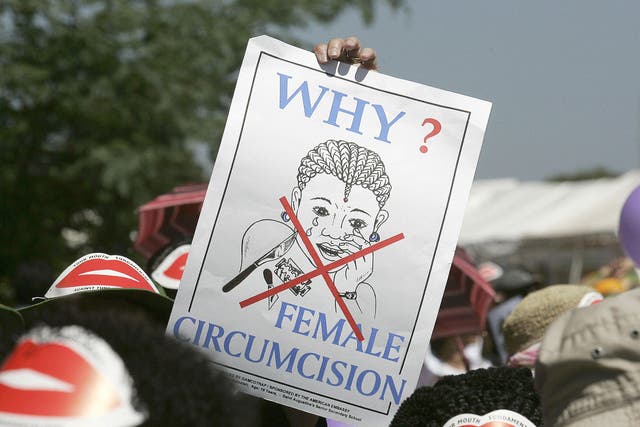 Demonstrators at an anti-FGM protest