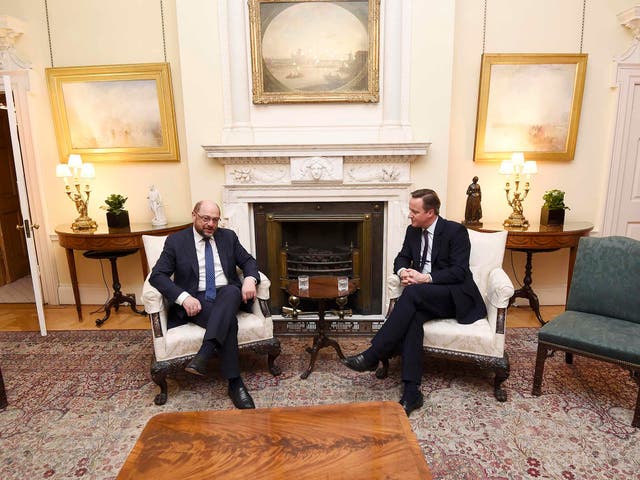 David Cameron meets the President of the European Parliament Martin Schulz in 10 Downing Street