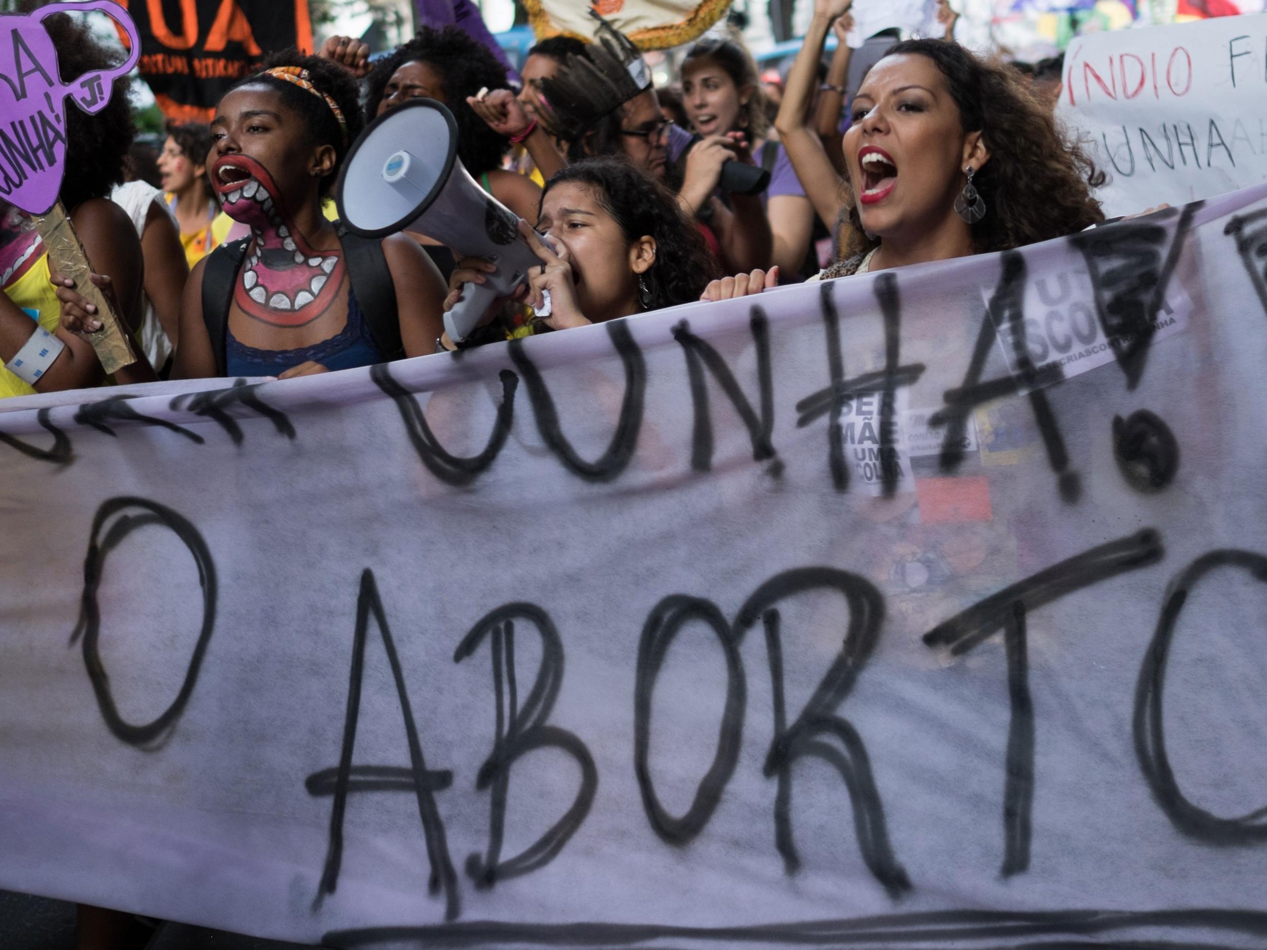 Brazilian women demonstrate in favor of abort legalization Getty