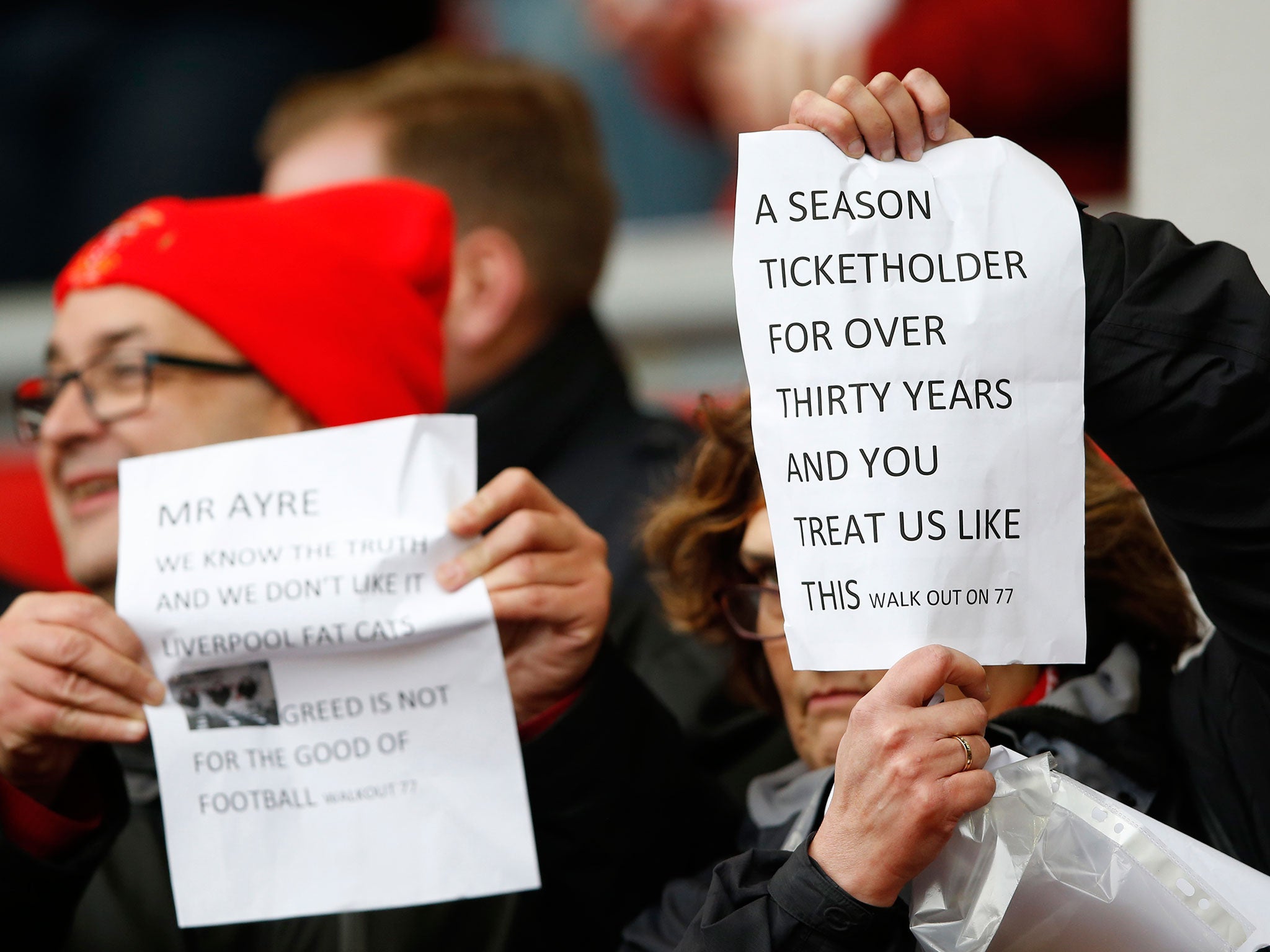 Liverpool fans protest against plans to raise ticket prices