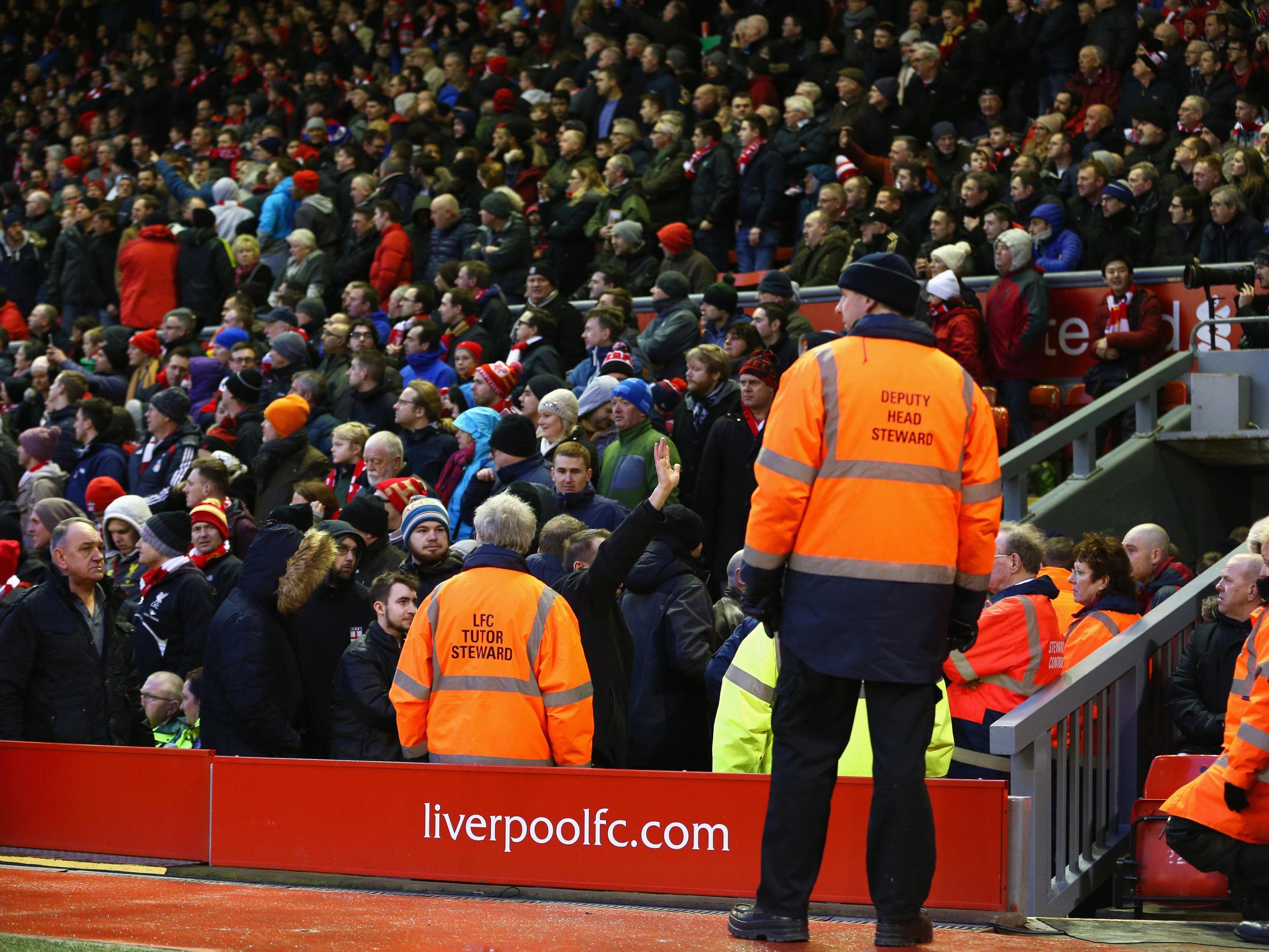 Liverpool fans walk out in protest against ticket prices