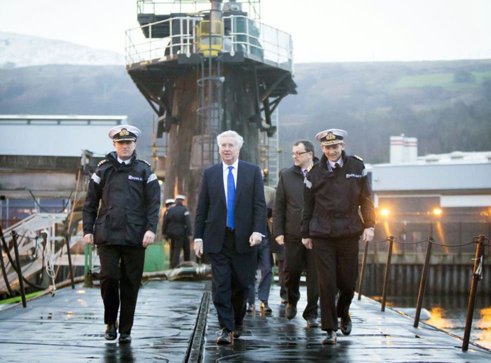 The Defence Secretary Michael Fallon in Faslane last month, visiting nuclear submarine HMS Vigilant