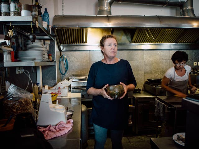 Melinda McRostie has been feeding refugees at her Lesbos restaurant,  The Captain’s Table