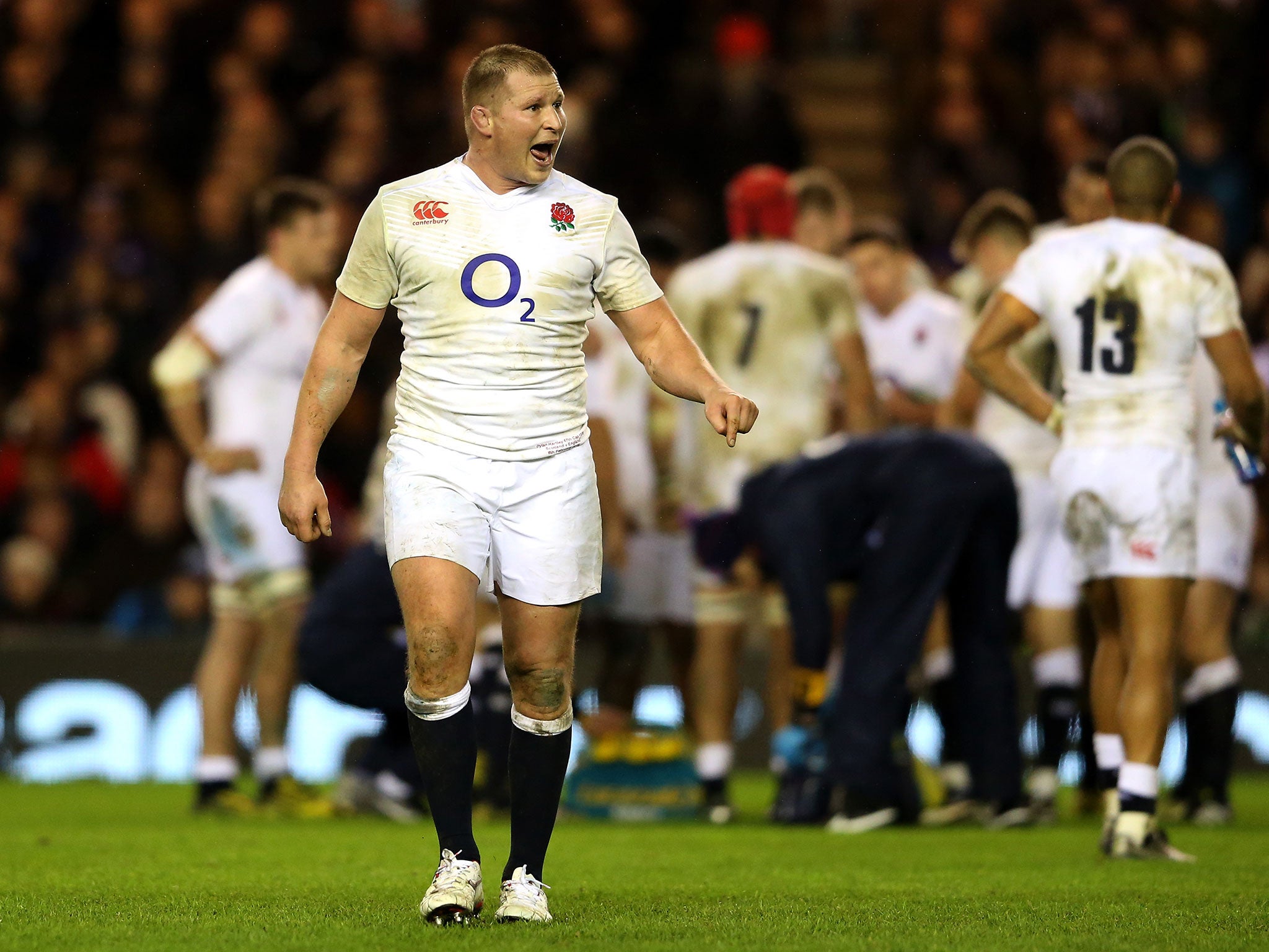Dylan Hartley leaves the field during England's 15-9 win over Scotland