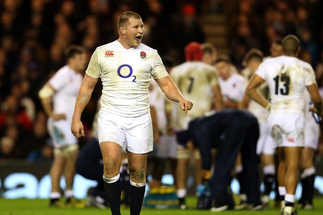 Dylan Hartley leaves the field during England's 15-9 win over Scotland