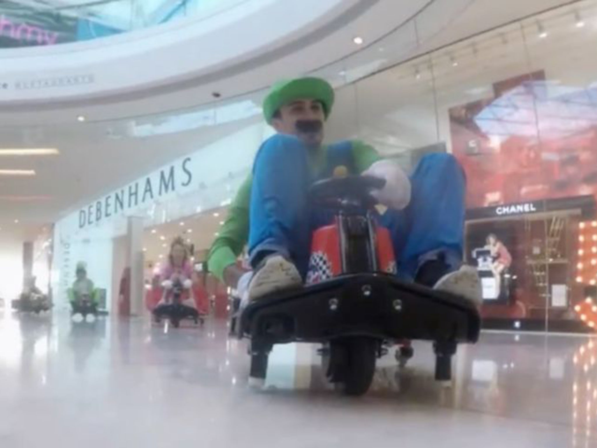 Base37's idea to dress up as characters from the video game Mario Kart and tear through the Westfield shopping centre has struck a chord