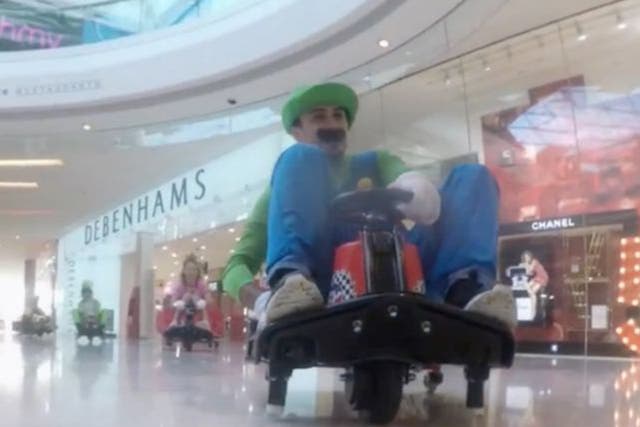 Base37's idea to dress up as characters from the video game Mario Kart and tear through the Westfield shopping centre has struck a chord