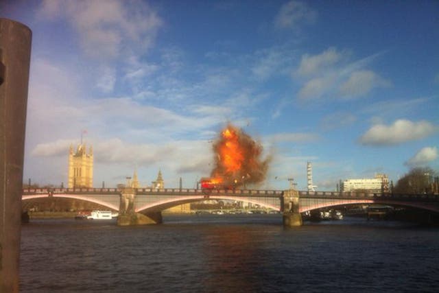 Unsuspecting tourists and bystanders were left shocked after seeing the explosion