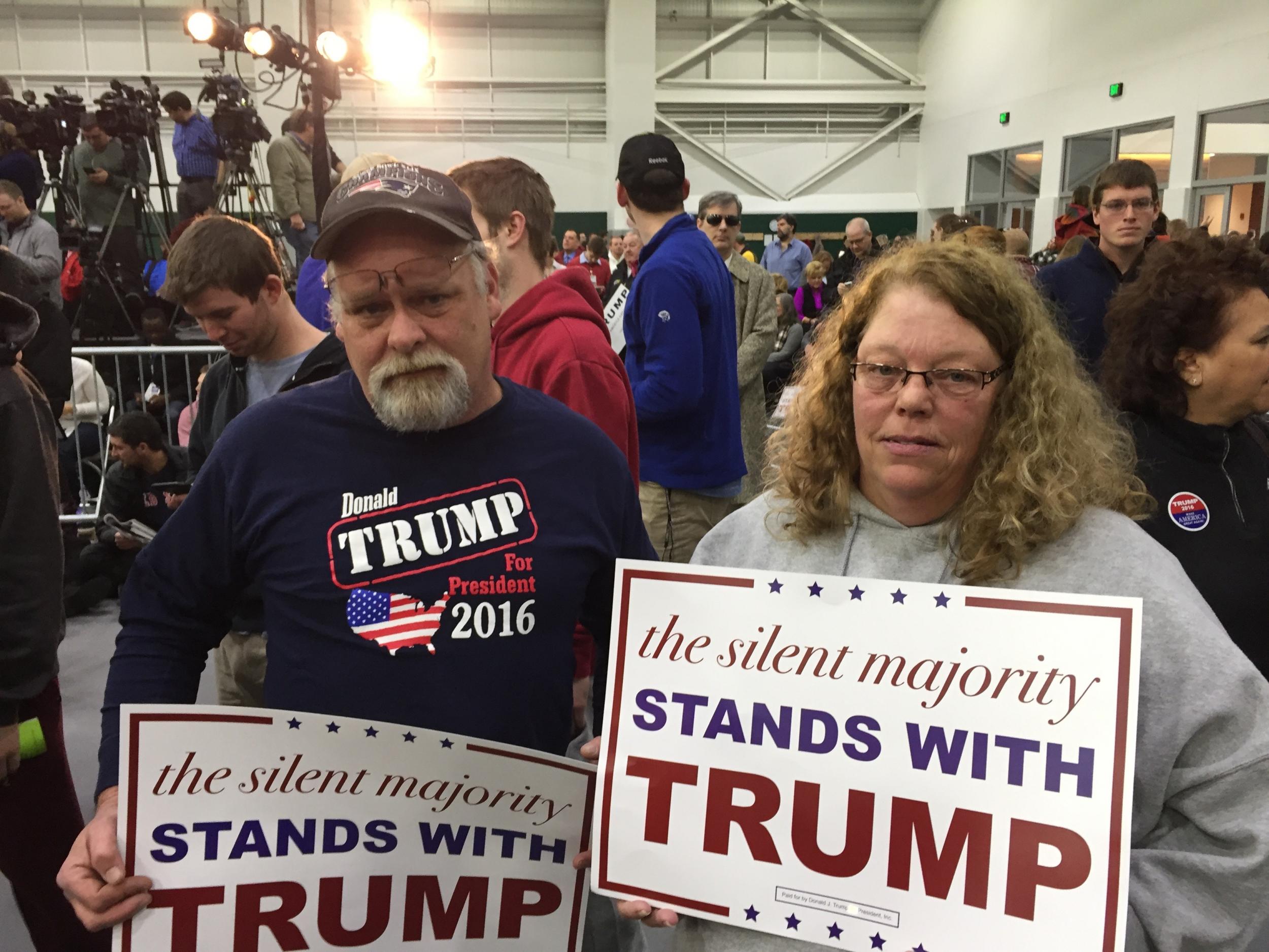 Toby and Wendy Shaw said they believed only Mr Trump had the backbone to take action (Andrew Buncombe )