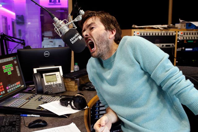 David Tennant co-hosting Absolute Radio’s breakfast show last November with Christian O’Connell; the show has delivered record audiences Getty