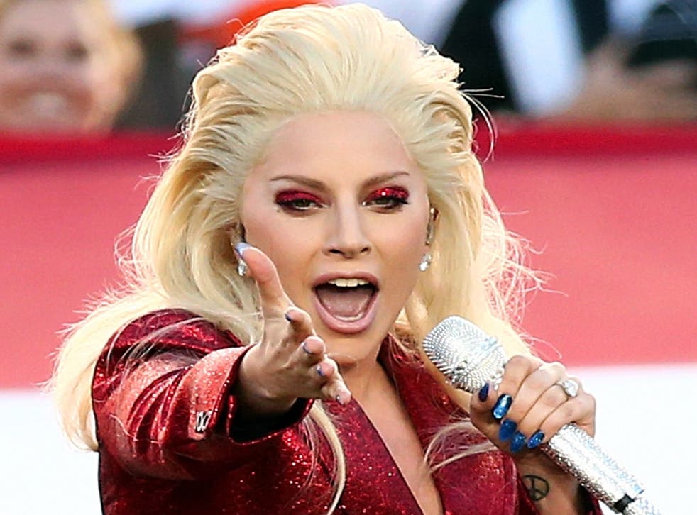 Lady Gaga singing the Star Spangled Banner at the Super Bowl