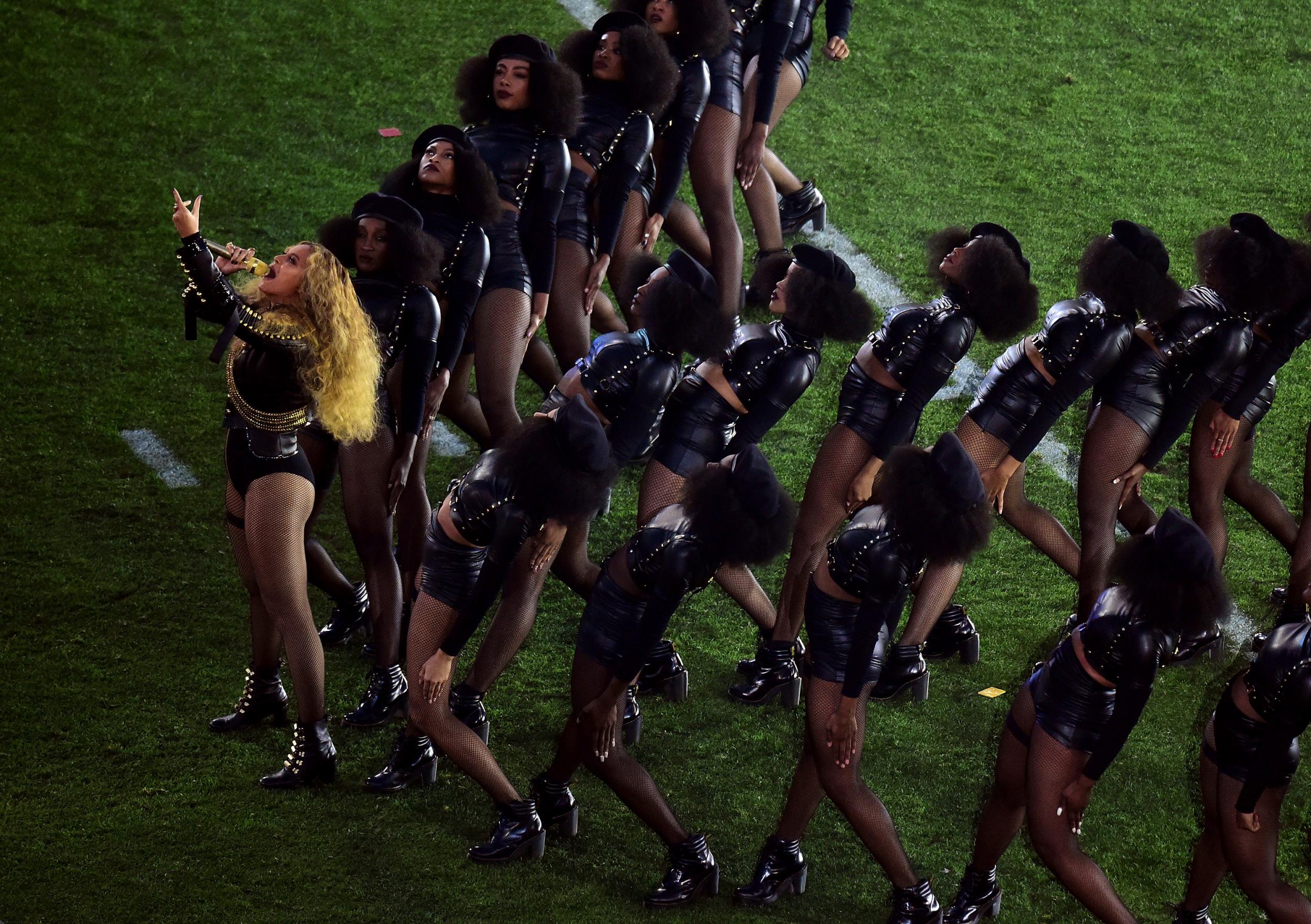 Beyoncé performing “Formation” during the Super Bowl