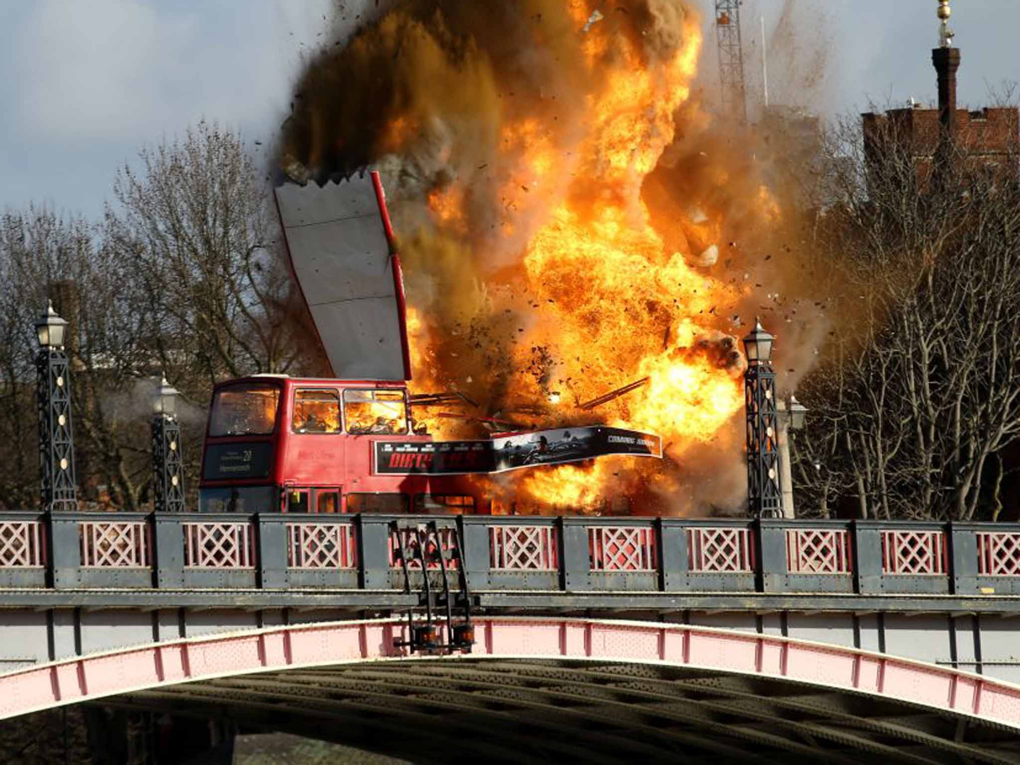 Seeing red: angry witnesses watched a doubledecker bus explode on Lambeth Bridge in London
