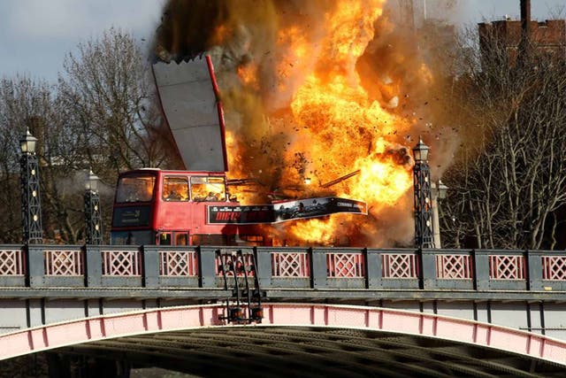 Seeing red: angry witnesses watched a doubledecker bus explode on Lambeth Bridge in London