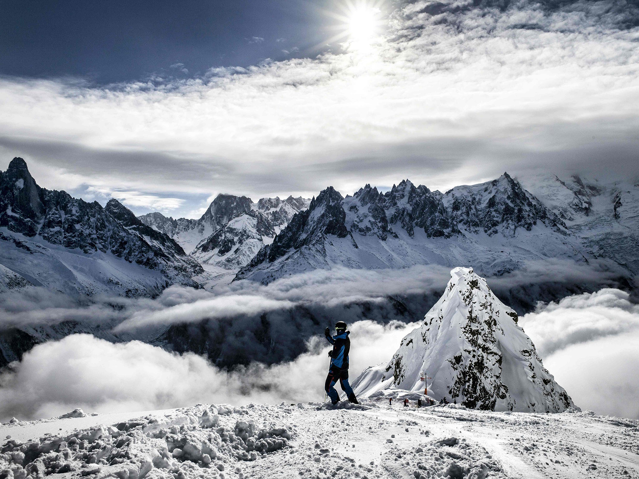 The Mont Blanc massif near Chamonix attracts hikers and skiers