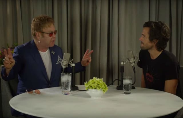 Elton John and Brandon Flowers discuss the modern music industry on the Beats1 radio show
