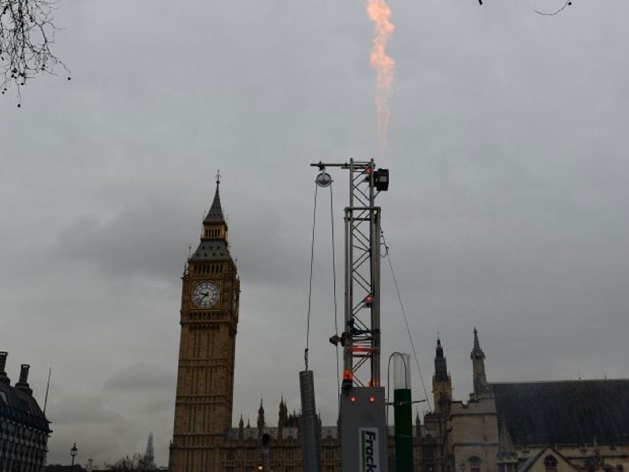 A fracking protest outside Parliament in London