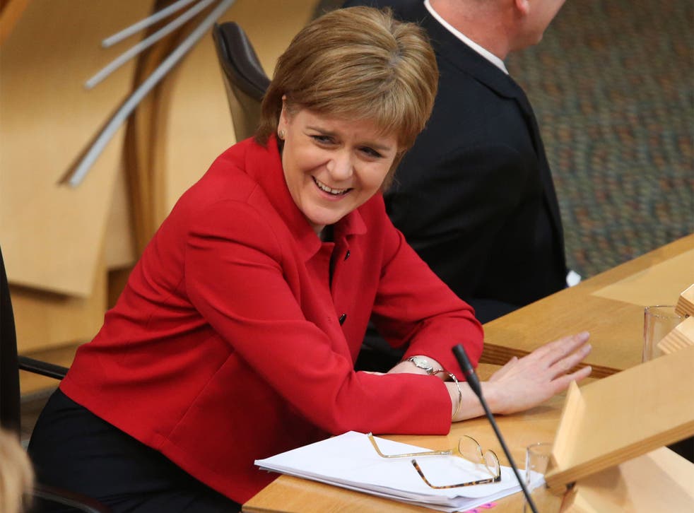 First Minister Nicola Sturgeon at the Scottish Parliament in Edinburgh