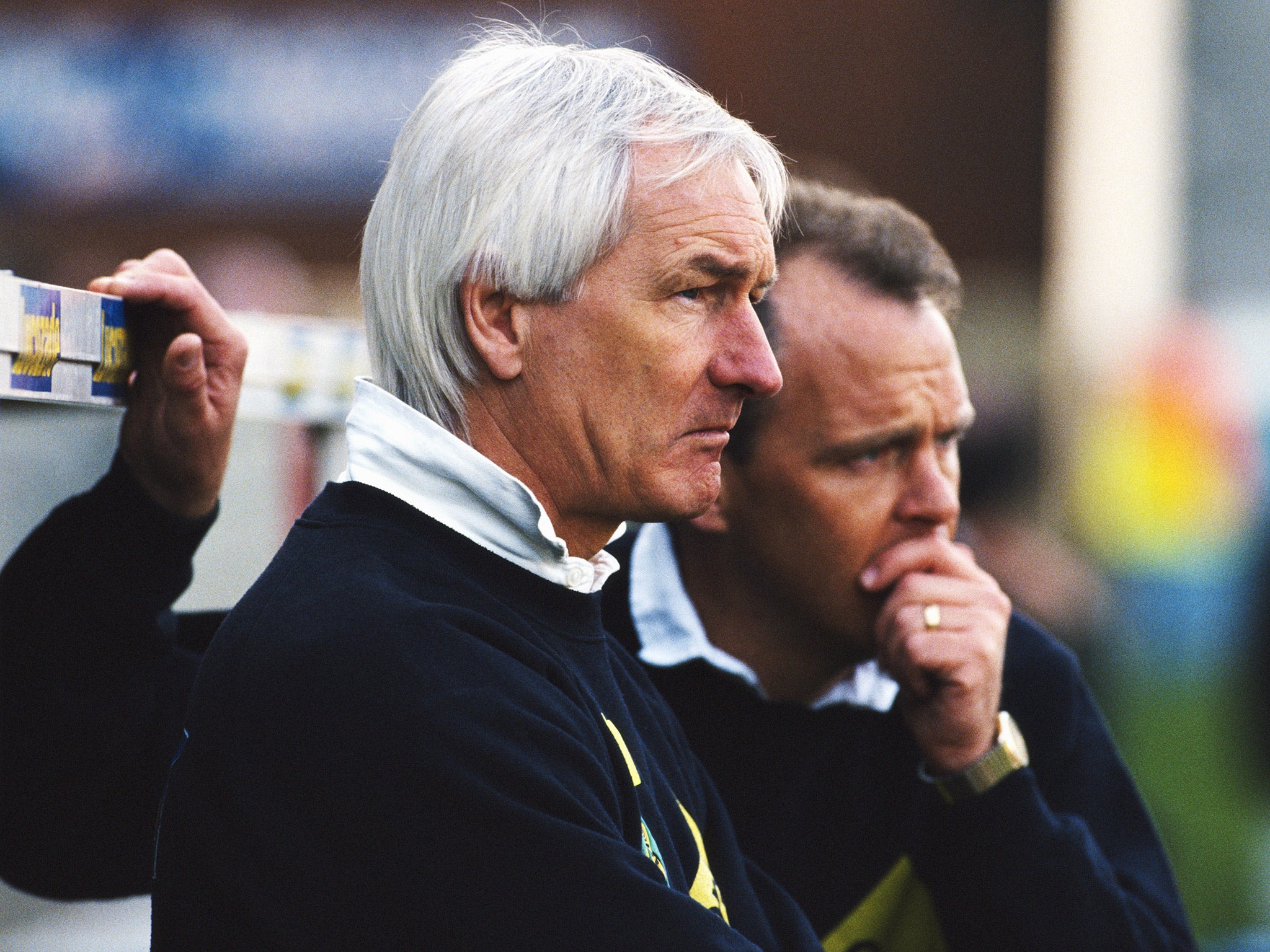 &#13;
Then Norwich City manager Mike Walker, left, and assistant John Deehan &#13;