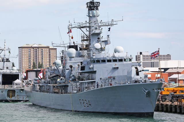 HMS Iron Duke, moored in Portsmouth Naval Base