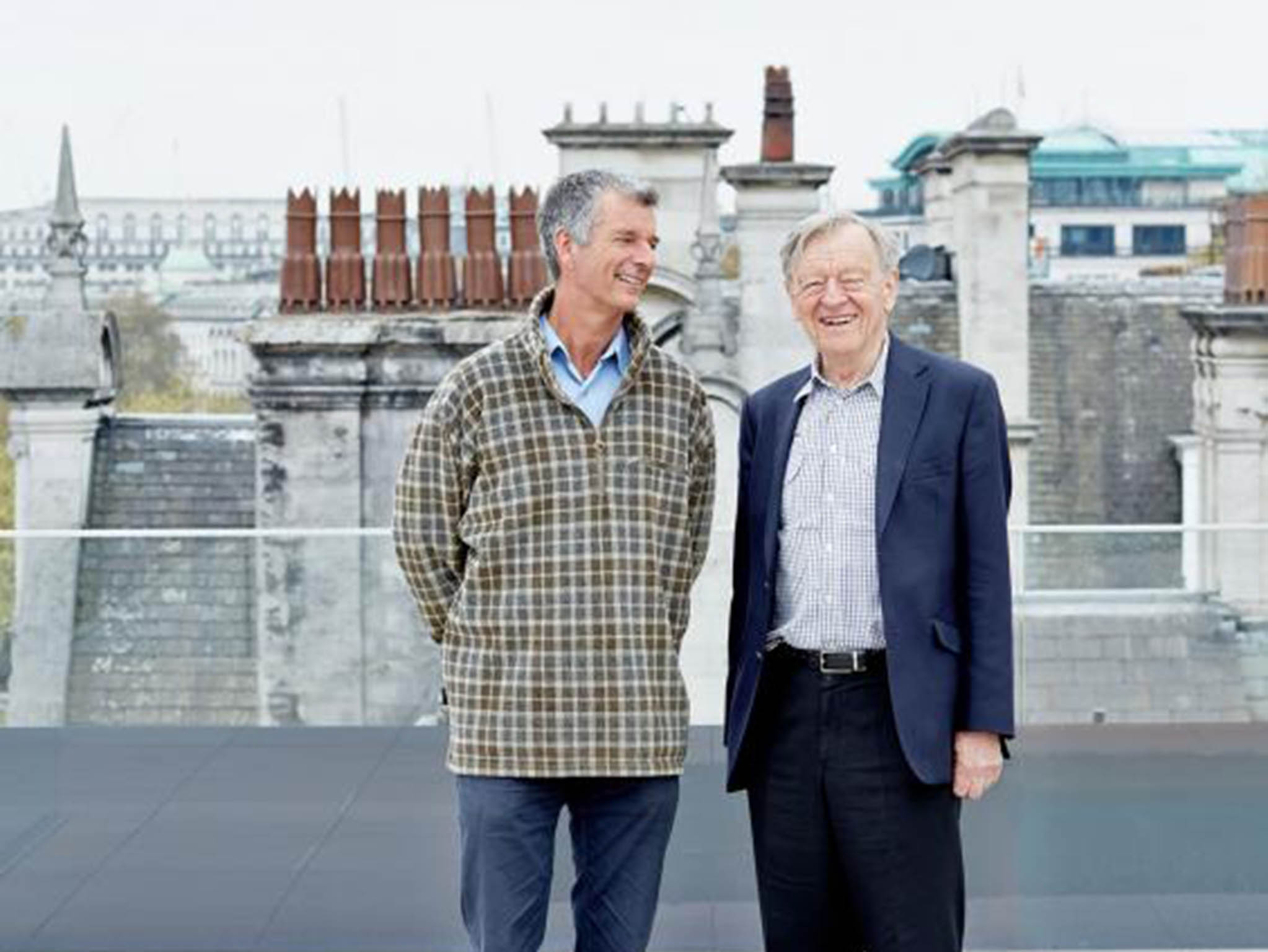 Alfred Dubs (right) with author Tony Hawks, who set up a children's centre in Moldova for severely disabled children