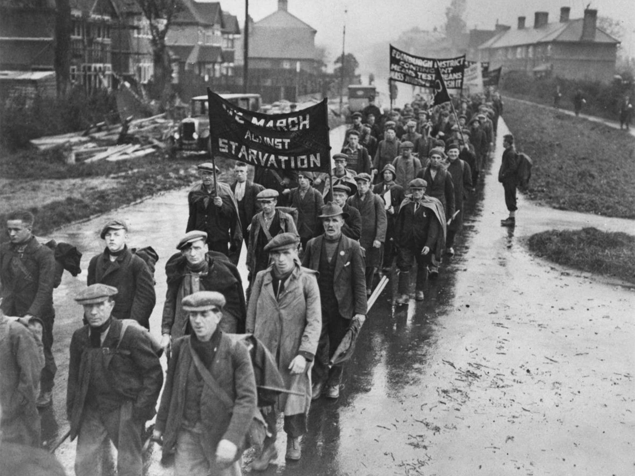 One of Britain’s earlier financial crises: a march by the umemployed in the 1930s