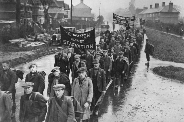 One of Britain’s earlier financial crises: a march by the umemployed in the 1930s