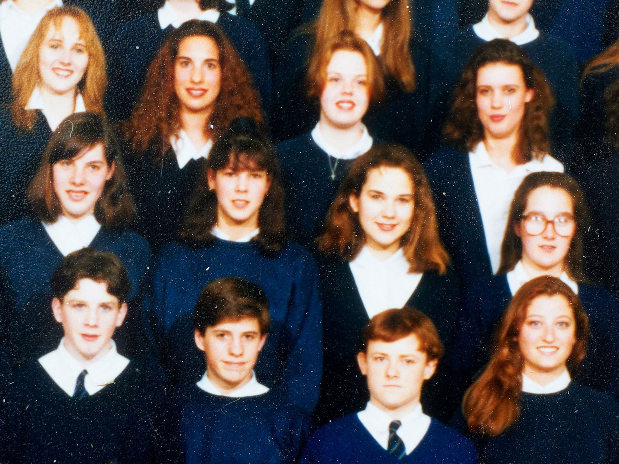 Sophie at school, second from the right in the middle row