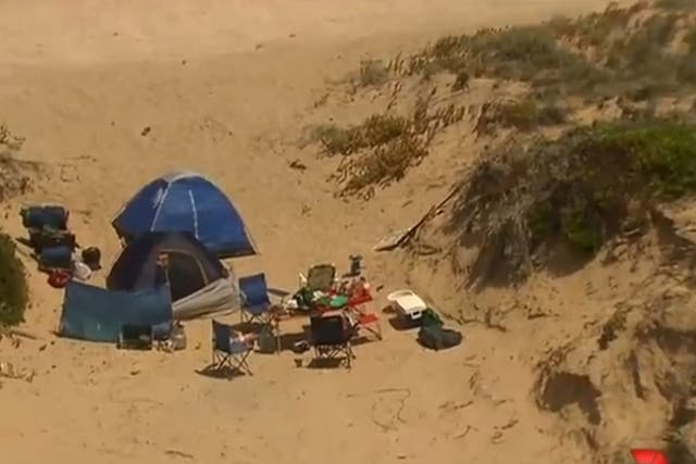 The women set up camp on a remote beach in Salt Creek
