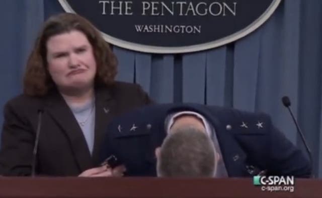 Maj. Gen. James Martin fainted Wednesday at a press conference.