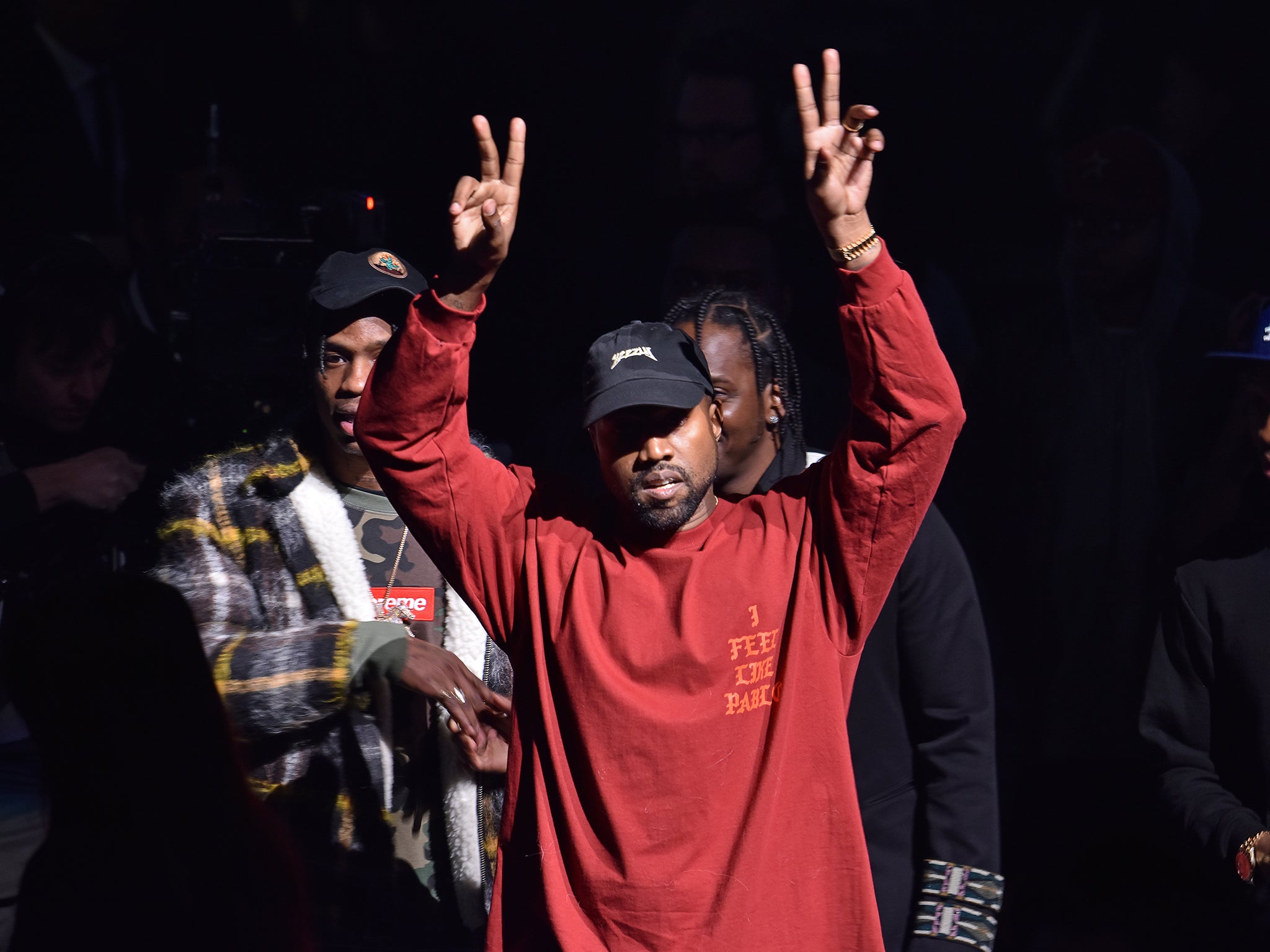Kanye didn’t perform, instead choosing to stream his record through the loudspeakers