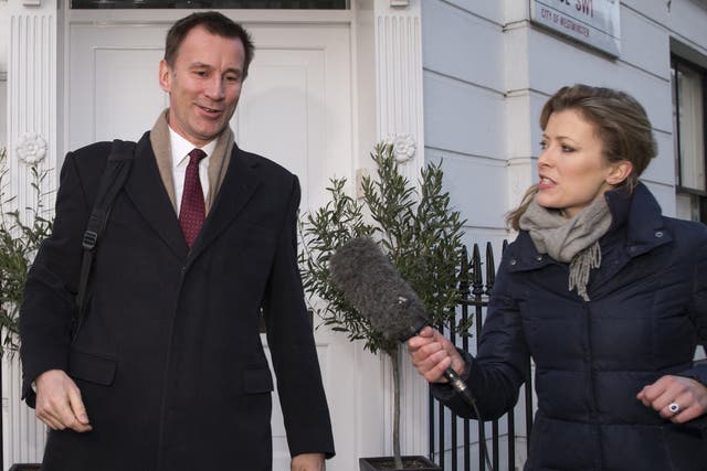 Health secretary Jeremy Hunt leaves his home on February 12, 2016 in London, England.