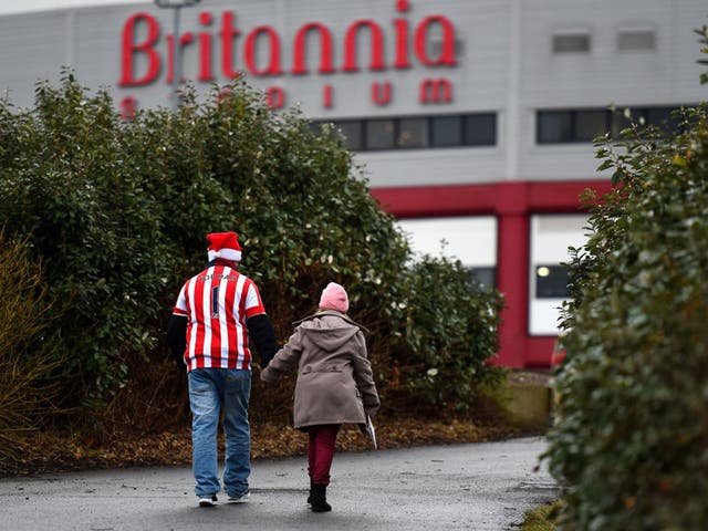 Stke fans head towards the Britannia Stadium