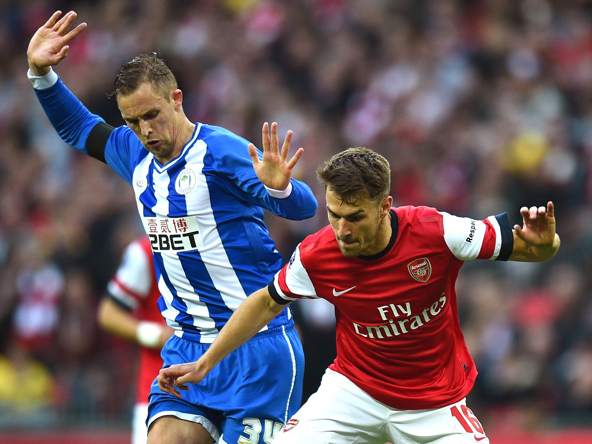 Collison featured in Wigan's FA Cup semi-final defeat to Arsenal in 2014