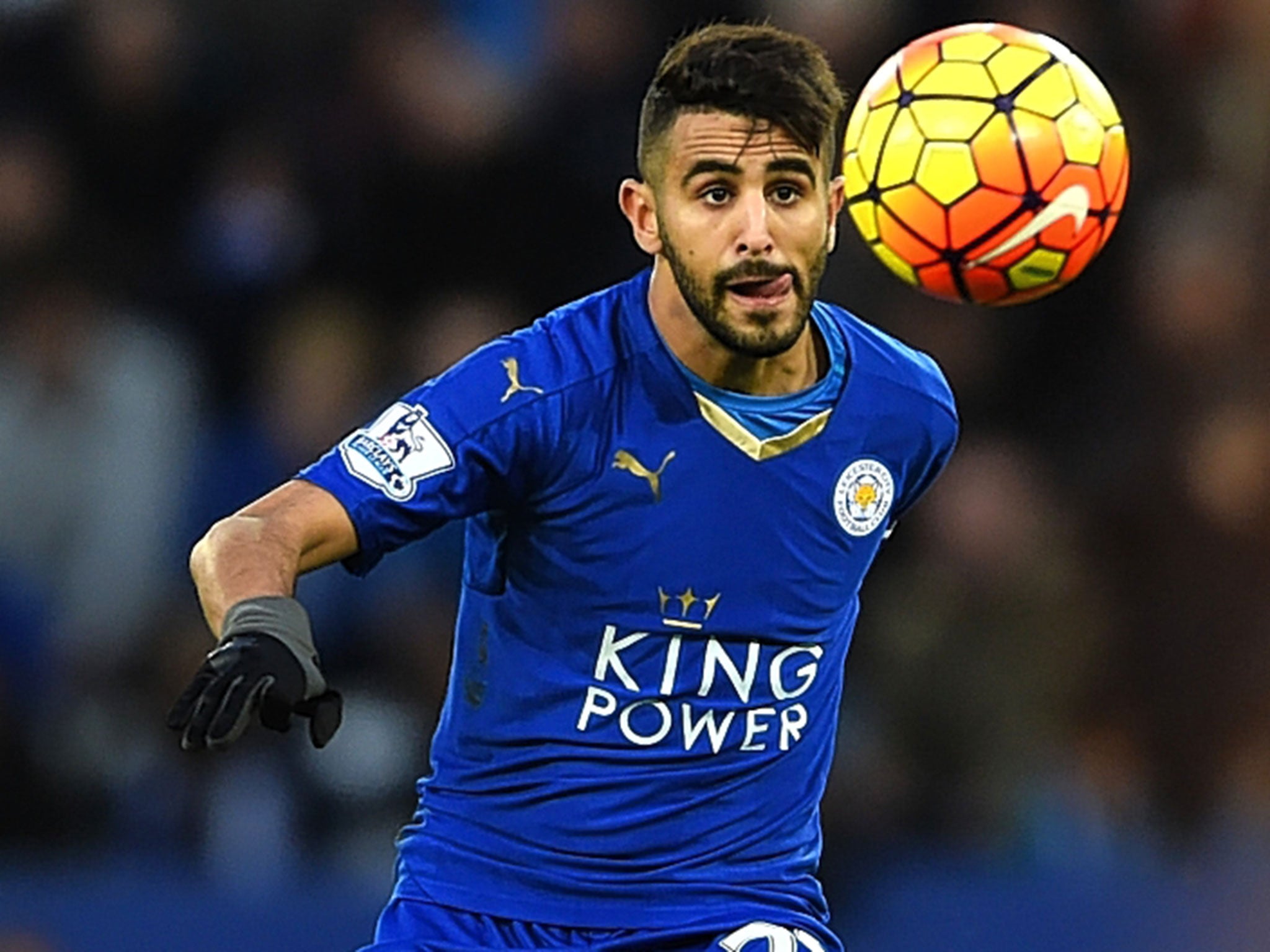 Riyad Mahrez in action for Leicester