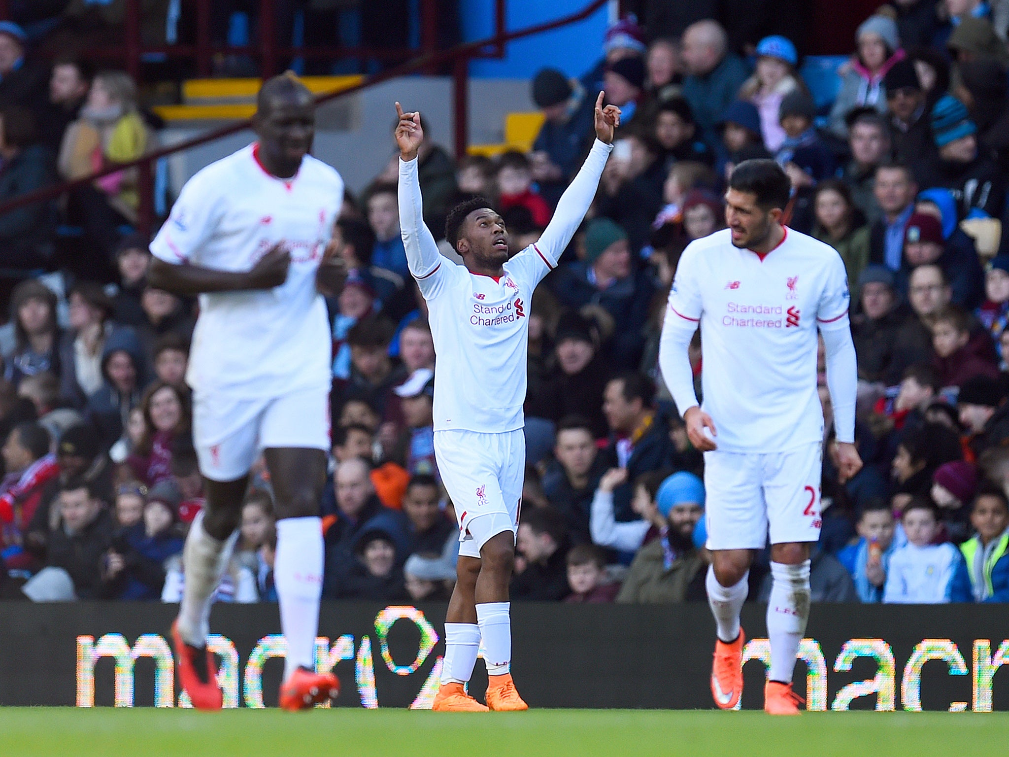 Liverpool striker Daniel Sturridge celebrates his opener