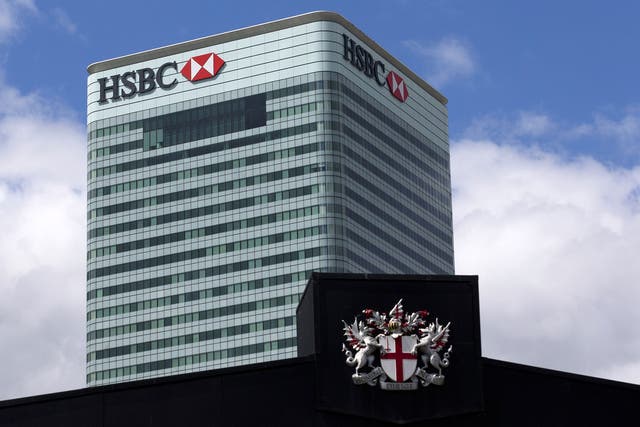 HSBC's headquarters stands beyond Billingsgate Fish Market in east London