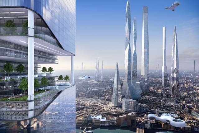 A possible London skyline in 2116 from the SmartThings report