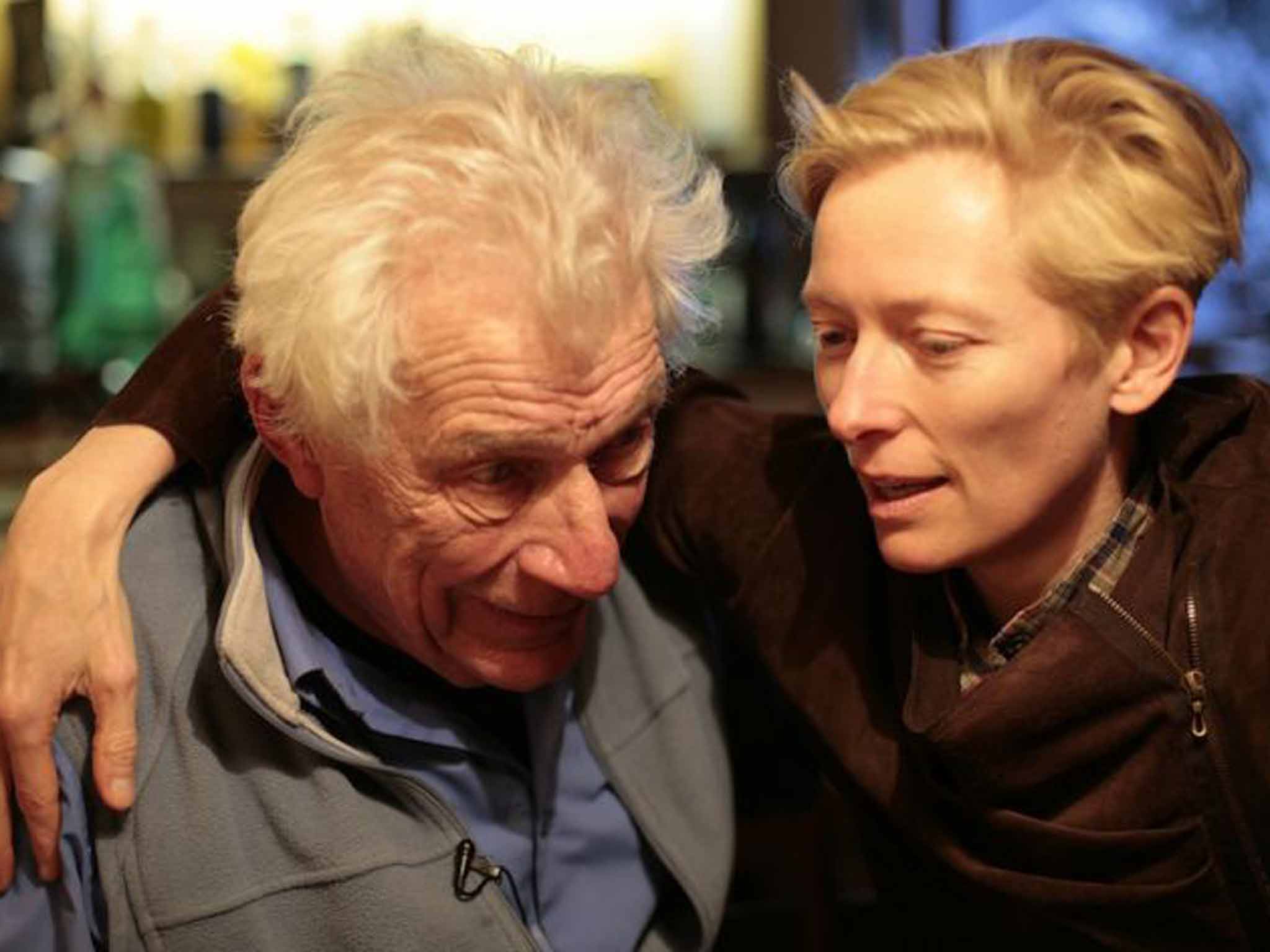 John Berger pictured with the actress Tilda Swinton. The two were born in the same city on the same day, 34 years apart