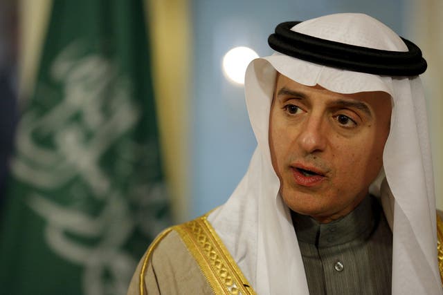 Saudi Foreign Minister Adel al-Jubeir delivers a statement after a meeting with U.S. Secretary of State John Kerry at the State Department in Washington,
