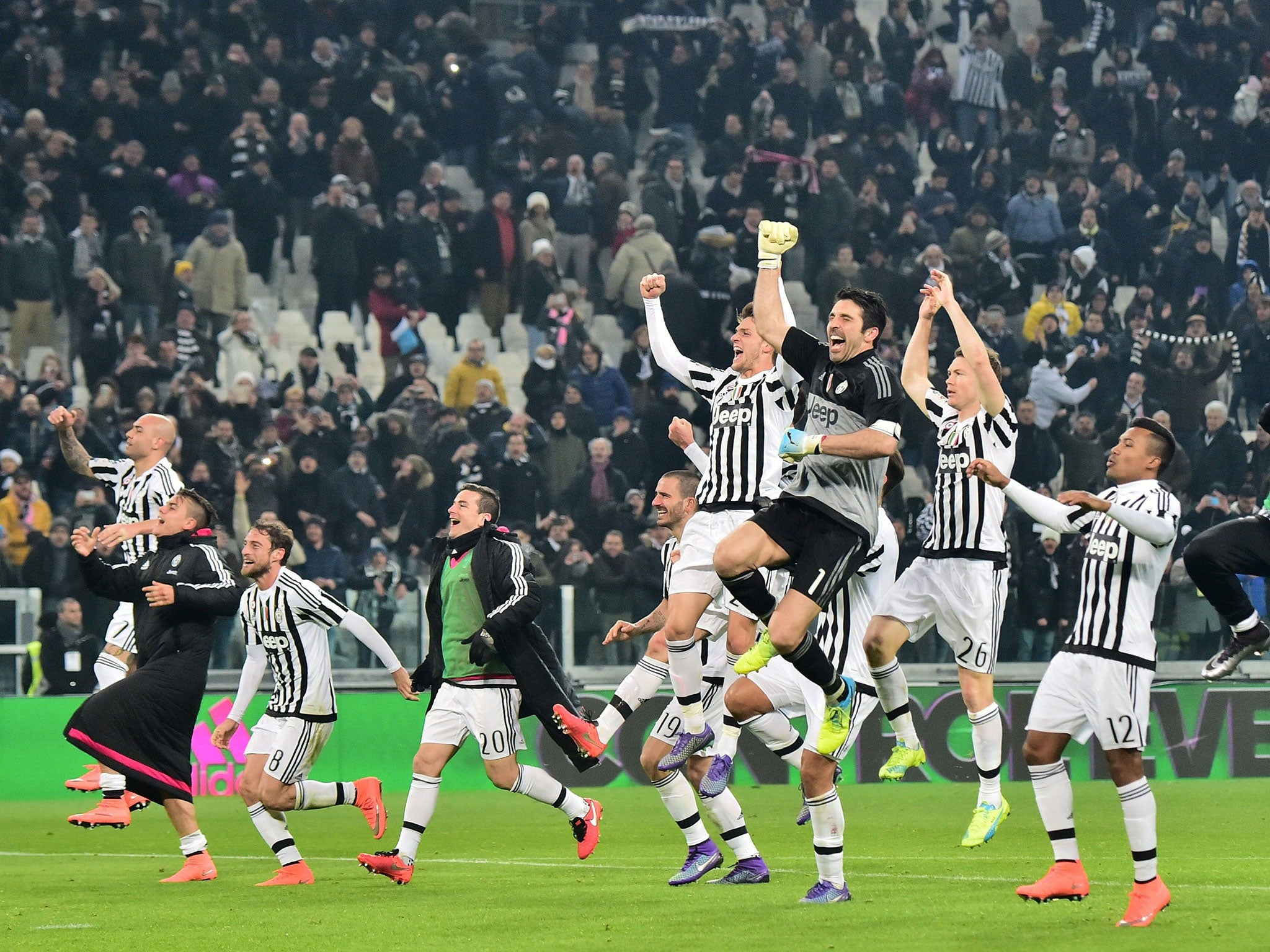 Juventus celebrate their win over Napoli