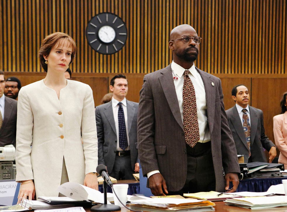 Sarah Paulson as Marcia Clark and Sterling K Brown as her fellow prosecutor Chris Darden in The People vs OJ Simpson
