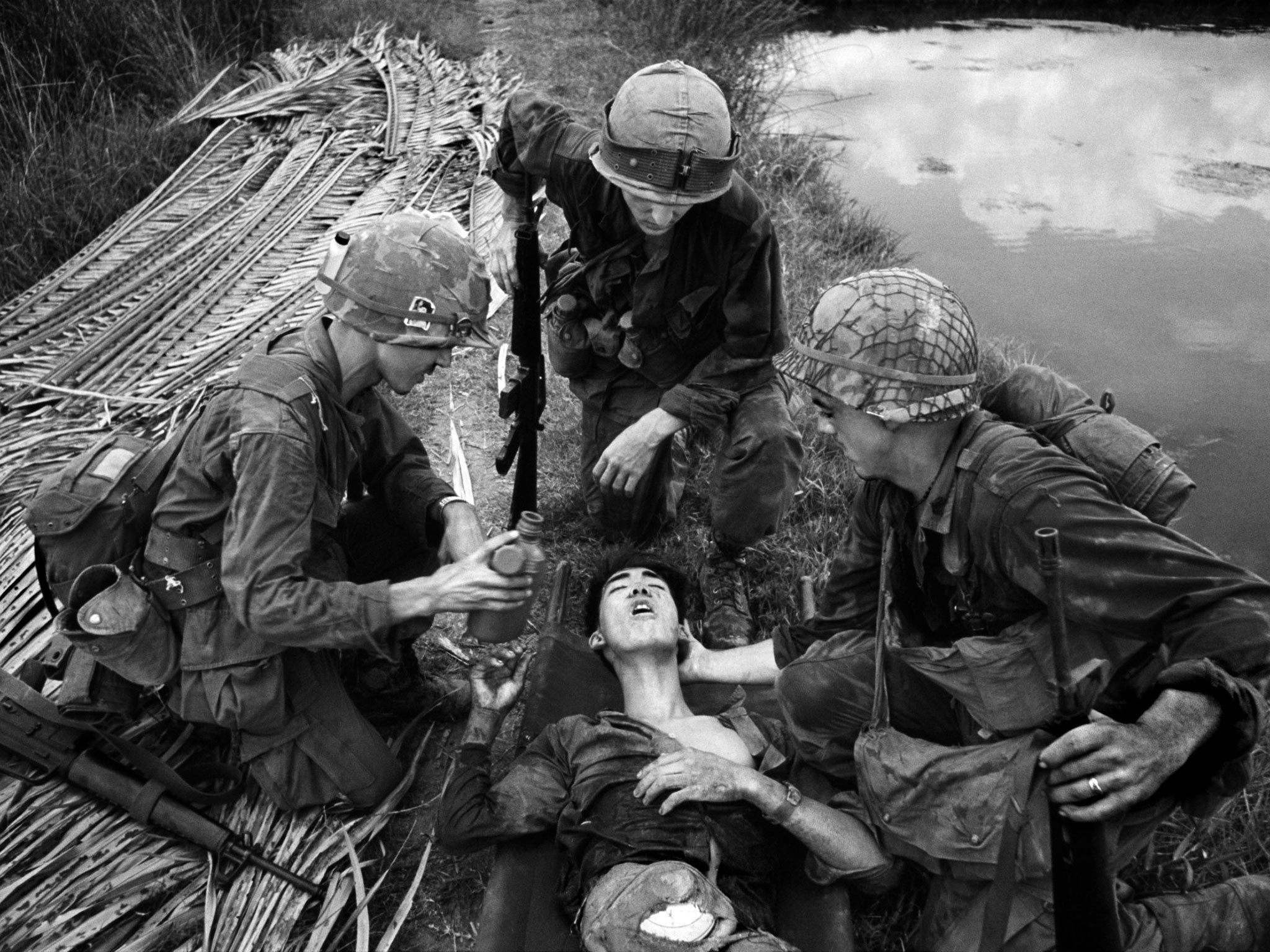 G.I.'s with Wounded Vietcong, Vietnam, 1968