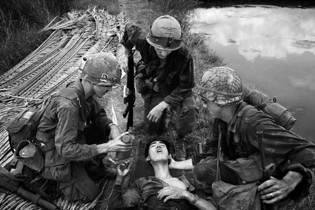 G.I.'s with Wounded Vietcong, Vietnam, 1968