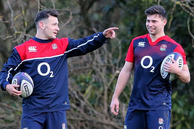 Danny Care and Ben Youngs in England training