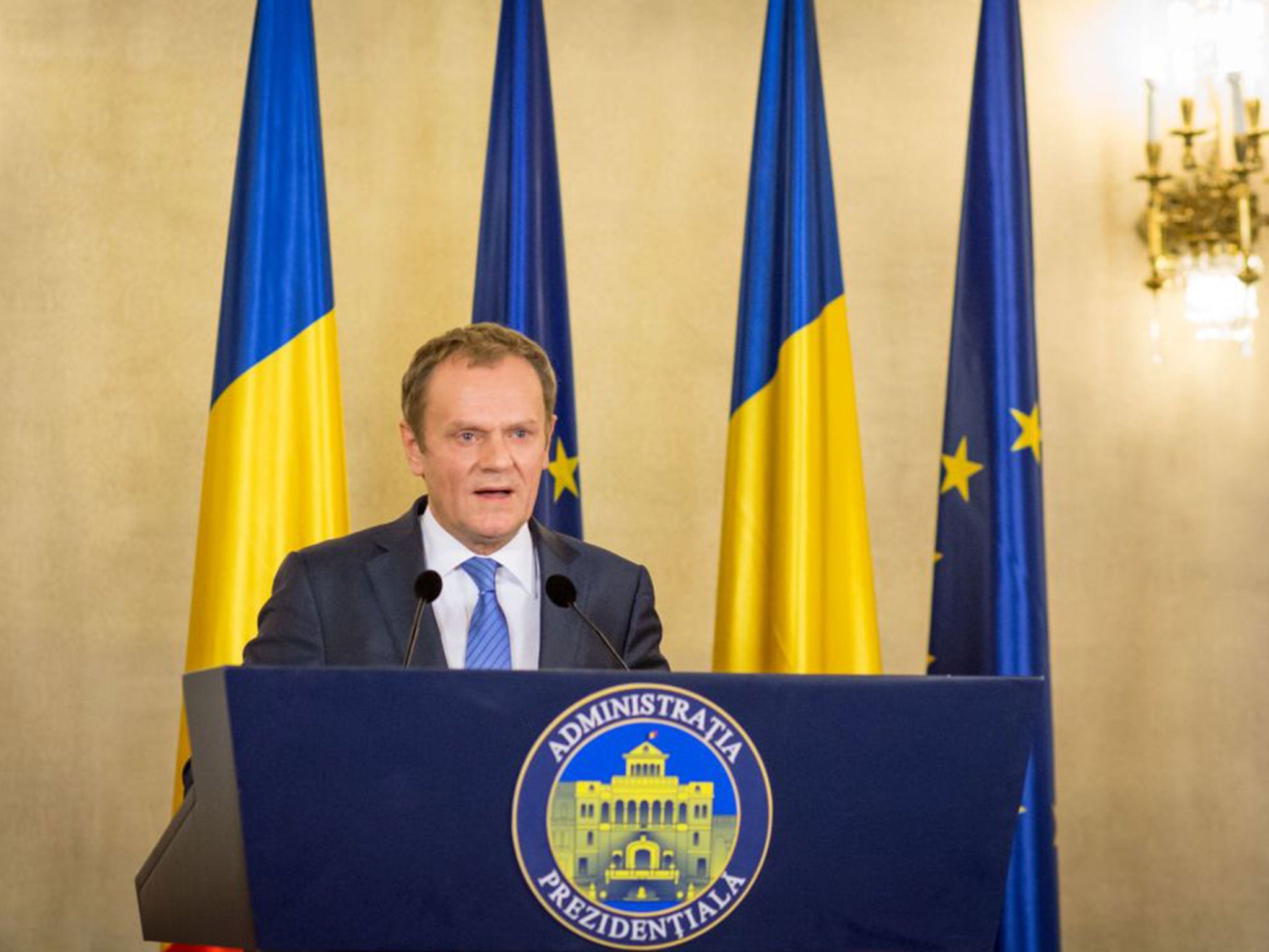 European Council President Donald Tusk was speaking in Bucharest, in Romania for talks with the President Klaus Iohannis