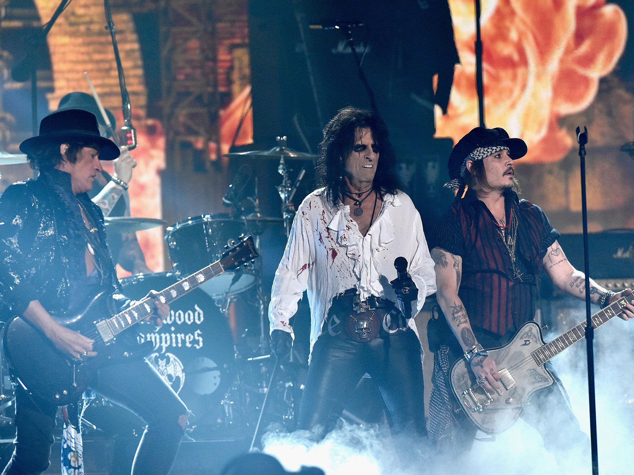 Joe Perry, Alice Cooper and Johnny Depp perform as Hollywood Vampires